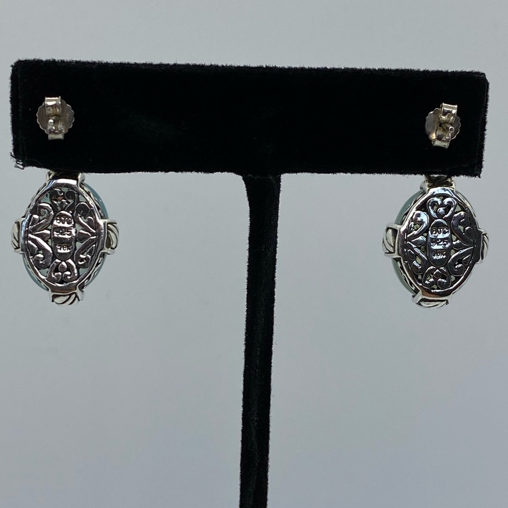Samuel B. ✨ 18kt & 925 chalcedony dangle earrings - Picture 3 of 8